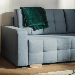 Sofa rozkładana z pikowaniem szaroniebieska LILA
