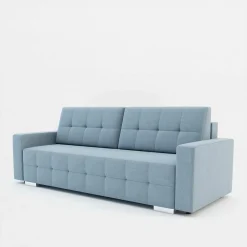 Sofa rozkładana z pikowaniem szaroniebieska LILA
