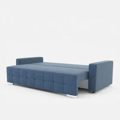 Sofa rozkładana z pikowaniem niebieska LILA