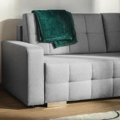 Sofy| Sofa rozkładana z pikowaniem jasnoszara LILA
