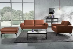 Trend Line Sofa skórzana brązowa 2 os SPRING
