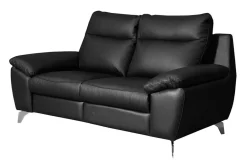 Sofy|Trend Line Sofa skórzana 2-osobowa czarna PERLE