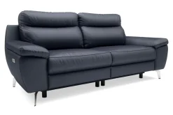 Trend Line Sofa skórzana z funkcją relaks granatowa PERLE