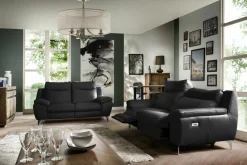 Sofy|Trend Line Sofa skórzana z funkcją relaks czarna PERLE