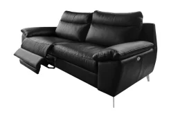 Sofy|Trend Line Sofa skórzana z funkcją relaks czarna PERLE