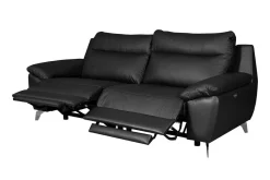 Sofy|Trend Line Sofa skórzana z funkcją relaks czarna PERLE