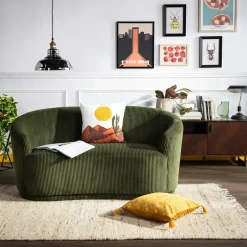 Sofy| Sofa sztruksowa zielona SNUGLA