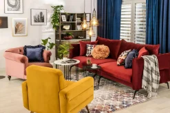 Sofy|FN Design Sofa welurowa bordowa VOCAL