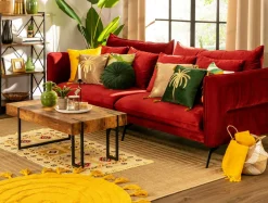 Sofy|FN Design Sofa welurowa bordowa VOCAL