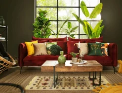 Sofy|FN Design Sofa welurowa bordowa VOCAL