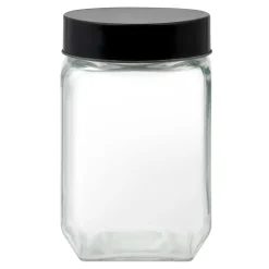 Słoik kwadratowy z czarną pokrywką MILOS 1,8 l