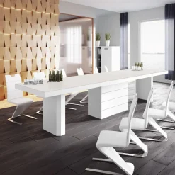 Stoły|inny Stół rozkładany KOLOS 140 kaszmir mat / biały połysk 140-332 cm
