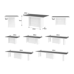 Stół rozkładany KOLOS MAT szary / biały