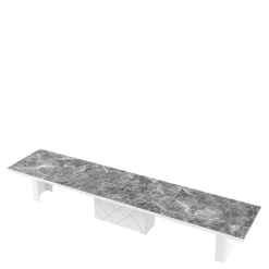 Stoły| Stół rozkładany KOLOS MAX biały / ciemny nadruk marmur mat