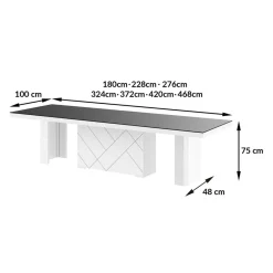 Stoły| Stół rozkładany KOLOS MAX biały / nadruk marble marmur połysk