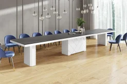 Stoły| Stół rozkładany KOLOS MAX biały połysk / czarny mat