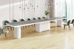 Stoły| Stół rozkładany KOLOS MAX biały / szary połysk