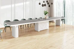 Stoły| Stół rozkładany KOLOS MAX biały połysk / szary mat