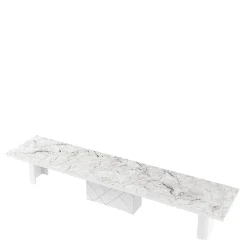 Stół rozkładany KOLOS MAX biały / nadruk marmur połysk