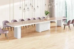 Stół rozkładany KOLOS MAX biały / cappucino połysk