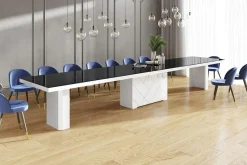 Stół rozkładany KOLOS MAX biały / czarny połysk