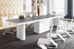 Stół rozkładany KOLOS połysk szary / biały
