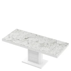 Stoły|inny Stół rozkładany LIMENA 140 - 190 cm nadruk biały VENATINO marmur połysk