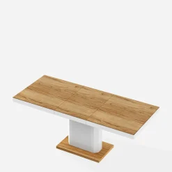 inny Stół rozkładany LIMENA 140 dąb pradawny / biały połysk 140-190 cm