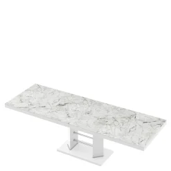 Stół rozkładany LINOSA LUX biały / nadruk marmur połysk