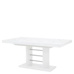 Stół rozkładany LINOSA LUX połysk nadruk marmur / biały