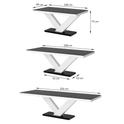 Stoły| Stół rozkładany VICTORIA biały / nadruk czarny marmur mat