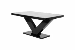 Stoły| Stół rozkładany VICTORIA czarny / nadruk szary kamień mat