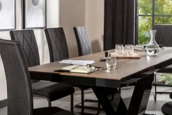 Stoły| Stół rozkładany VICTORIA czarny / nadruk efekt rdzy mat