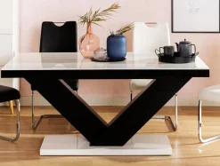 Stół rozkładany VICTORIA połysk czarny / biały