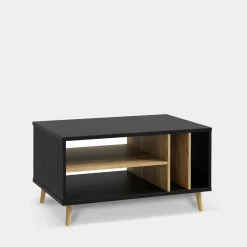 FORTE Stolik kawowy ryflowany, czarny