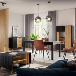 FORTE Stolik kawowy ryflowany, czarny