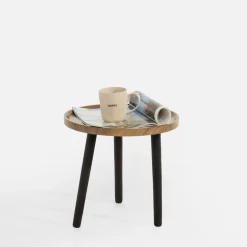 Stolik pomocniczy czarny / drewno 38 cm