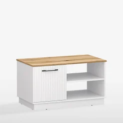 inny Stolik z szafką biały z ryflowaniem VELUTTO