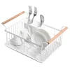 Suszarki I Ociekacze|Prima Cucina Suszarka do naczyń z drewnianymi uchwytami biała 36x26x16,5 cm