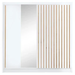 Exline Szafa biała z lamelami i lustrem LAMELLO