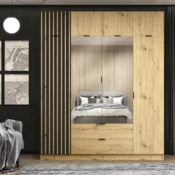 Exline Szafa 4-drzwiowa z lustrem MAXI 200 cm