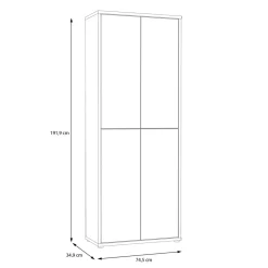 FORTE Szafa na buty 4-drzwiowa ALICE SPRINGS szara