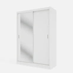 Szafy Z Lustrem|Szafy Przesuwne|inny Szafa przesuwna INES z lustrem 150 cm biała