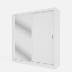 Szafy Z Lustrem|Szafy Przesuwne|inny Szafa przesuwna INES z lustrem 203 cm biała