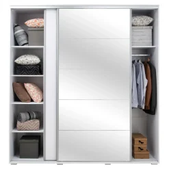 Szafa przesuwna z lustrem ONTARIO 24 biała 230 cm