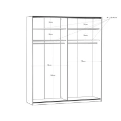 Szafy Z Lustrem|Szafy Przesuwne|FORTE Szafa przesuwna z lustrem FITIO mat 200 cm
