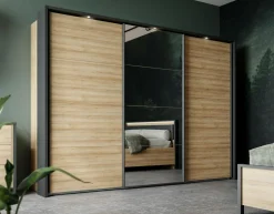 Szafy Z Lustrem|Szafy Przesuwne|FORTE Szafa przesuwna z lustrem 3-drzwiowa HIGH ROCK