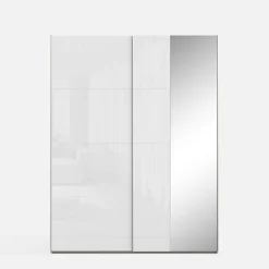 Szafy Z Lustrem|Szafy Przesuwne|FORTE Szafa przesuwna z lustrem FITIO połysk 180 cm