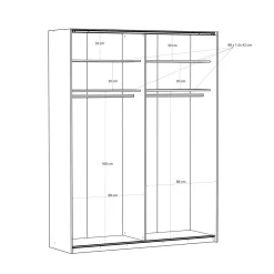 Szafy Z Lustrem|Szafy Przesuwne|FORTE Szafa przesuwna z lustrem FITIO połysk 180 cm