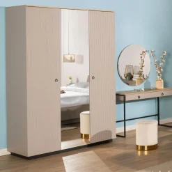 Szafy Z Lustrem|Szafy Uchylne|Esteti Szafa ryflowana do sypialni DOMINICA